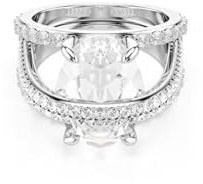 Swarovski Hyperbola Bague cocktail pour femme en plaqué rhodium Blanc Taille 50-55, One Size, Métal, Cristal