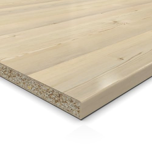 Panneau de particules de 19 mm - Découpe - Pin Polaire Urus - Revêtement en résine mélamine - Longueur jusqu'à 200 cm - Panneaux décoratifs avec bande au choix : 40 x 80 cm (bord ABS côté long)