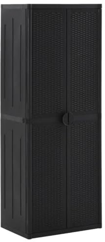 Schränke & Aufbewahrungsschränke & Schließfächer - Garten Aufbewahrungsschrank Schwarz 65x45x172cm PP Rattan