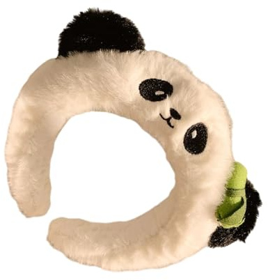 Zeiwohndc Elastische Plüsch Panda Stirnbänder, kreatives Muster, Haarreifen, neuartiger Mädchen Haarreifen für Kinder, Teenager und Erwachsene, Mottoparty Zubehör