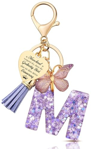 JANGYUHH Schlüsselanhänger Mädchen- Buchstabe Schlüssel–Anhänger Schmetterling–Schlüsselanhänger Personalisierte Geschenke Taschenanhänger Geschenk für Kinder,Frauen,Mädchen,Teenager