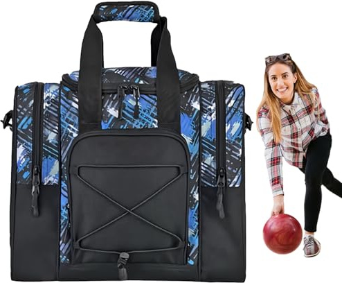 laxreheye Bowlingtaschen, Bowling-Taschen mit 1 Ball, multifunktionale Tasche mit verstellbarem gepolstertem Innengurt, geeignet für Schuhe, Handtuch für Herren