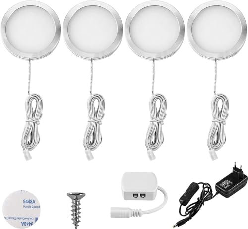 Lightess 4er Unterschrank Beleuchtung Küche Unterbauleuchte LED Schrankbeleuchtung Küchenbeleuchtung Schrank Beleuchtung Wandleuchten Vitrinenbeleuchtung Spotlight mit Kabel Stecker, Warmweiß