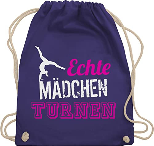 Shirtracer Turnbeutel Rucksack - Echte Mädchen turnen I Geschenk Turnerin - Unisize - Lila - kunstturnen kinderturnbeutel sport turn beutel für turner 25. geburtstag gymnastic stoffbeutel sportbeutel
