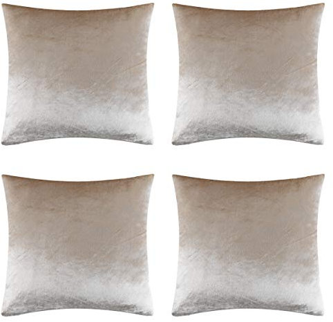 GIGIZAZA Samt Kissenbezug 50x50 cm Creme Weiß Kissenbezüge 4er Pack Kissenhülle Dekokissen für Wohnzimmer Schlafzimmer