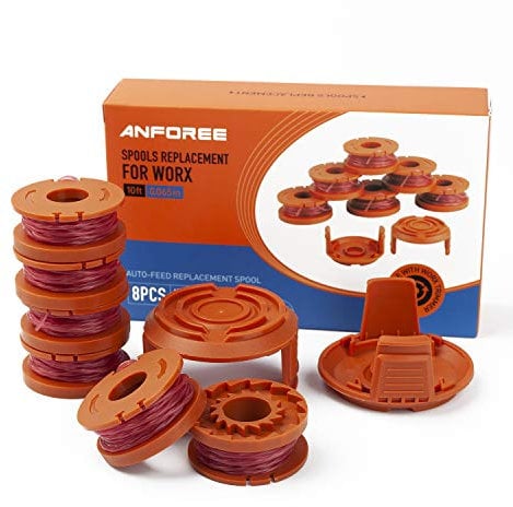 Rasentrimmer Faden für Alle 20V WORX Rasentrimmer, 8 Stücke Langlebige Ersatzfadenspulen für Schnittgeschwindigkeit, 3m, 1.65mm