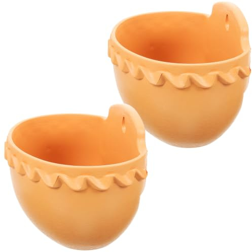 Happyyami 2PCS Wall Planters Plant Pots Plastic Half Round Wall Hanging Basket Fence Planters Container for Indoor Outdoor Garden Flowers Succulent