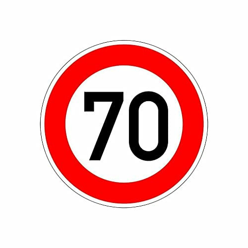 Aufkleber Verkehrszeichen VZ 274-70 Zulässige Höchstgeschwindigkeit 70km/h StVO Schild Folie selbstklebend | Ø5-30cm Made in Germany, Größe: Ø5 cm