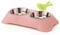 Double Dog Bowl,Non Slip Non-spill Stainless Steel Double Bowl with 1 Pet Food Spoop For Small Dogs and Cats (Pink, M)