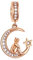 Ciondolo in oro rosa con ragazza seduta sulla luna crescente, adatto per il braccialetto di San Valentino Pandora, perline per collana con stella di luna scintillante in argento sterling 925