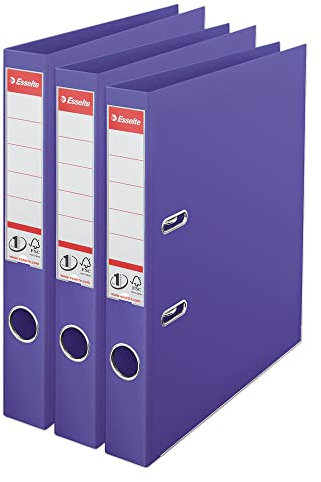 Esselte VIVIDA 624287 Aktenordner, A4, 50 mm Rücken, 250 Blatt Kapazität, PP, Kunststoffdeckel, Aktenordner und Ordner, Violett, 3 Stück, 624287