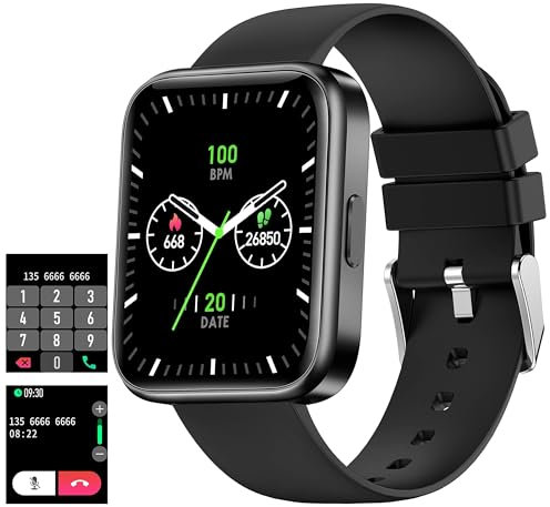 Smartwatch mit Blutdruckmessung Pulsuhr Fitnessuhr Damen Herren Uhr mit Schrittzähler Laufuhr Schwarz Sportuhr Telefonfunktion Smart Watch Damenuhr Jungen Fittnessarmbanduhr Frauen Fitness Tracker