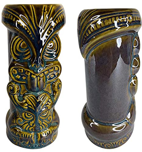 IBUGER Tasse Tiki | Verres Tiki en céramique de 450 ML pour Cocktail hawaïen,Verres à Cocktail Exotiques Mignons Tasse hawaïenne Tiki pour Mai Tai, Punch, Pina Colada et Boissons Tropicales