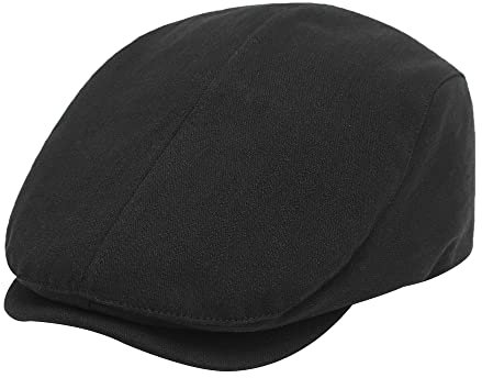 ZLYC Sommer Ivy Schirmmützen Sallonmütze Baumwolle Flatcap für Herren(Rückenschnalle Schwarz)