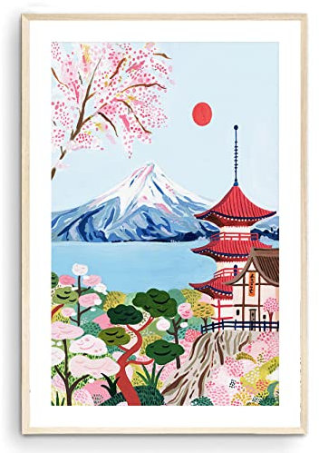 Japanisches Reiseposter, Mount Fuji-Druck, Kyoto-Druck, japanischer Druck, japanische Wandkunst, Reise-Poster, Einweihungsgeschenk, Wanddekoration, Heimdekoration (ungerahmt) (30,5 x 45,7 cm)