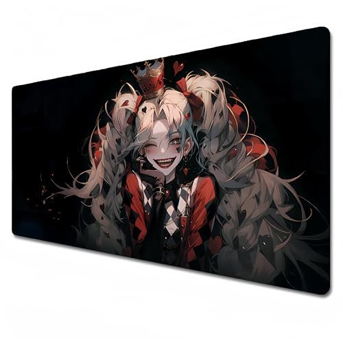 League of Legends Tapis de souris | Joli tapis de souris | Grand tapis de souris de jeu rouge et noir | XXL 900 x 400 | Tapis de bureau imperméable – Antidérapant | Jinx (80 x 30 x 0,3 cm)