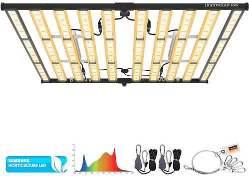 THE GROW 1000 Watt Lightweight LED Vollspektrum (mit UV- und Infrarotlicht) Leistungsstarke Pflanzenlampe, 0%-100% Dimmbar, Growzelt, Daisy-Chain Funktion, Blüte Wachstum