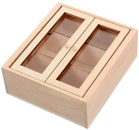 BCOATH Doll House Furniture Bookshelf Miniatures Bookcases Bookshelves Miniature Cabinet Miniature Bookcase Wood Mini Cabinet Mini Double Door Cabinet Mini Furniture Ornament Wooden