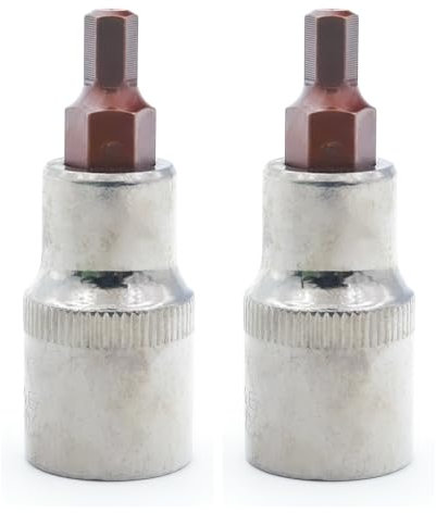 2PCS Juttzzei Hex Bit Socket, 1/2 Drive x H6 (6mm) Allen Key Socket, Premium S2 Alloy Steel 6mm Hex Bit with 1.89 Length for Torque Wrench, Ratchet Wrench, Impact Power Drills