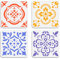 Doodlream 4Pcs Tile Stencils for Painting Floor DIY Crafts Reusable Plastic Stencils for Painting on Wood Wall Fabric Canvas Furniture