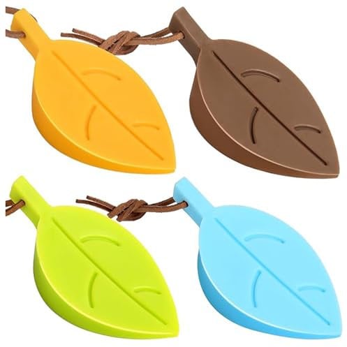 4Pcs Door Stopper Wedge Finger Protector, Silicone Door Stops, Cute Colorful Cartoon Leaf Style Secure Flexible Decorative Finger Protector, for Home and Office(Green, Yellow, Blue, Brown)