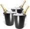 COM-FOUR® 3x Sektkühler mit Henkeln - elegantes, glattes schwarzes Design - ideal zum Kühlen von Sekt, Wein und Champagner - perfektes Accessoire für jedes Event