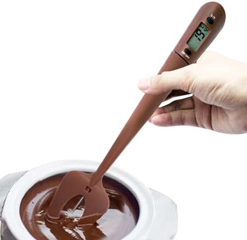 Digital Candy Spatel Thermoscop - Premium Silicon Cookon Löffel Zuckerwerkzeug, Backthermometer, Süßwarenspatel | Entwickelt für Schokoladenschmelzen, Fudge, Saucen und Dessertrezepte