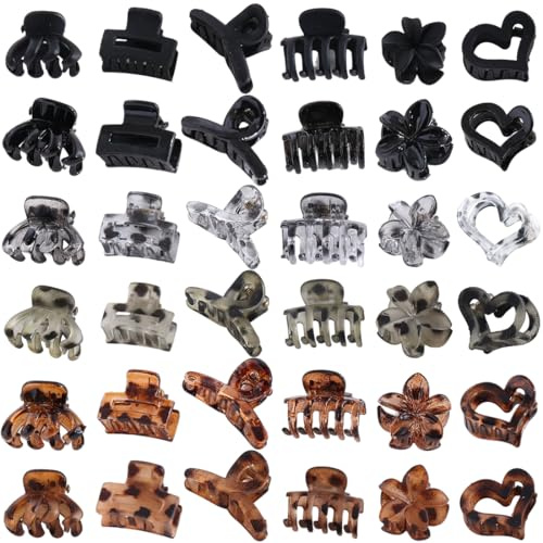 36 Pezzi Mollettine Capelli, 6 Stili e 6 Colori Pinze Capelli Antiscivolo, Small Hair Clip per Donne e Ragazze, Accessori per l'Hairstyling Compatibili con Capelli Fini e Spessi