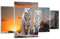 ARTTOR Mehrteilige Bilder auf Glas 160x90cm Glasbild Tiger weiß Rock Sonnenuntergang Groß XXL Wanddeko Schlafzimmer Küche Set 4 teilige Wandbilder Dekoration Wohnzimmer Modern Wand Art GDL160x90-2901