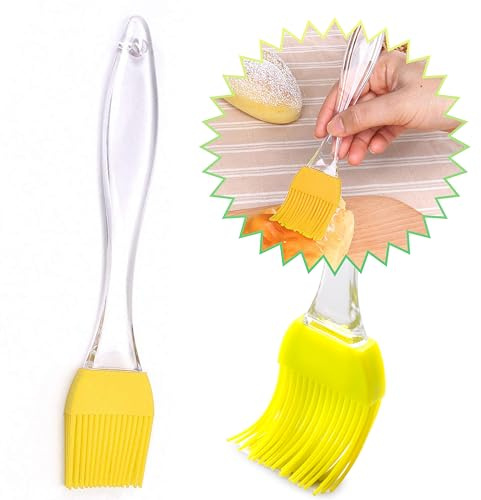 Heat-Resistant Silicone Pastry Brush – BPA-Free, Non-Stick & Dishwasher Safe, for BBQ, Grilling, Baking & Marinades – Yellow with Clear Handle