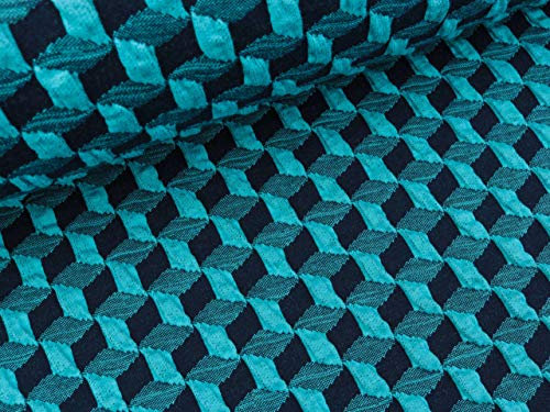 ALB Stoffe Hamburger Liebe 3D-Relief Jacquard Plain Stitches Diced Knit türkis-Blue Navy