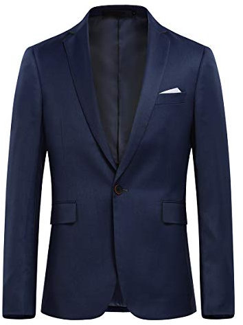 Allthemen Blazer da Uomo con Spacco Posteriore a Un Bottone Tinta Unita Jacket da Abito d'Affari Business Blu Scuro M
