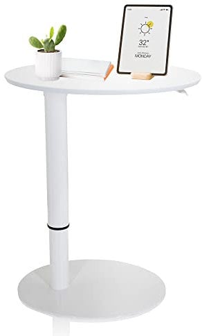 hjh OFFICE 830055 Stehtisch höhenverstellbar Stand III Weiß Beistelltisch Pult mit Gasfeder, Höhe bis 104,5 cm