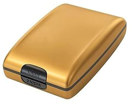 RFID Secure Cash and Cards Geldbörse, Aluminium RFID Geldbörse Informationshalter, Sicherheit RFID Blocking Metall Geldbörse Fall Visitenkartenschutz (Gelb)