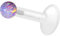 PIERCINGLINE PTFE Labret mit Gewinde AUFSATZ synth. OPAL Kugel Piercing Ohr Helix Lippe Nase Lila 1,2 x 8 mm