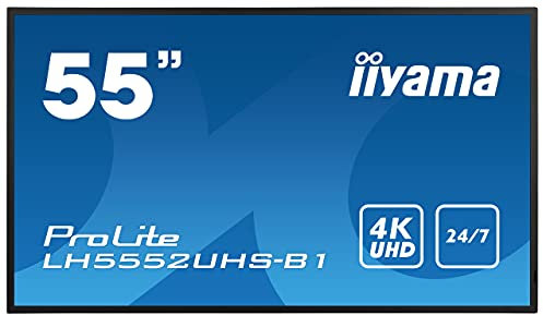 iiyama ProLite LH5552UHS-B1 138.8cm (54.6) Digital Signage Display VA LED Panel 4K UHD (VGA, DVI, HDMI, DisplayPort, USB2.0, RS-232c, RJ45) Mediaplayer,Android OS, Micro SD slot, SDM-L, 24/7,schwarz