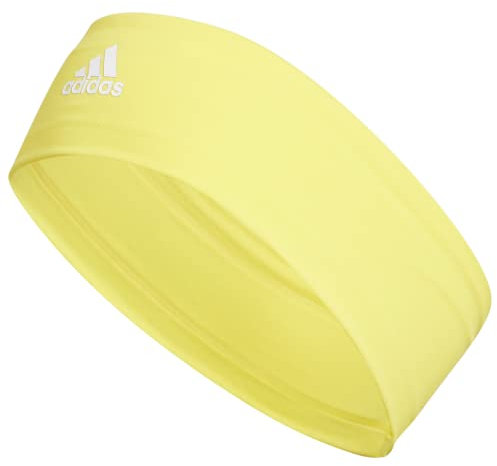 adidas Alphaskin 2.0 Elastic Headband, Impact Yellow/White, One Size