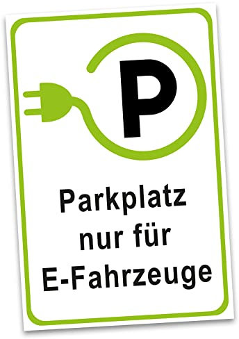 Hinweisschild 20x30cm Alu Verbundplatte für Zaun Tor Tür Pfosten wetterfest robustes Aluminium Schild Parkplatzschild langlebig (08 E-Ladestation hoch)