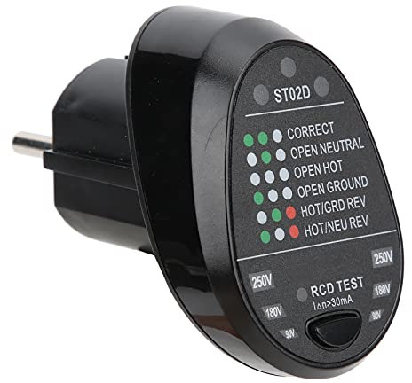 Testeur de Prise Multifonction ST02D Testeur de Prise Électrique 100‑240 V Détecteur de Polarité de Circuit Vérificateur de Panne de Courant Prise UE