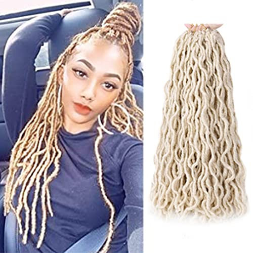 WIGENIUS Faux Locs Ondulés Crochet Cheveux 6 Packs blond 18 Pouces Gypsy Locs Crochet Hair Synthétique Soft Dreadlocks Passion Twists Crochet Cheveux Extension (613#)