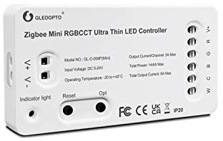 GLEDOPTO ZigBee 3.0 RGBCCT Mini LED Controller Pro Ultra Thin Design Smart Phone App Voice Control 2.4G RF Remote Control for Kitchen Bedroom Living Room