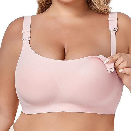JOYTREE Still-BH Ohne Bügel Seidig Glatt Schwangerschafts BH Nahtloser Mutterschaft BH Umstands BH mit Zusätzlichen BH-Verlängerungen Stillen und Schlaf BH für Damen(Rosa,L)