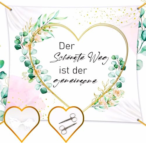 Hochzeitsherz Im Modernen Boho-Stil Geschnitten, 200x180cm Hochzeitslaken zum Ausschneiden,2 ScherenUnd 6 Meter Seil Perfekt für Hochzeitsdekorationen Und Hochzeitsspiele Für Frischvermählte.