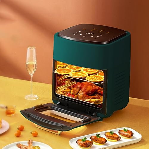Air Fryer Oven, 1300W Electric Hot Air Fryers With LED Digital Touchscreen Air Fryer Toaster Oven 15L Stainless Steel Convection Oven With Rotisserie, Visible Window ( Color : /Green , Size : 110V )