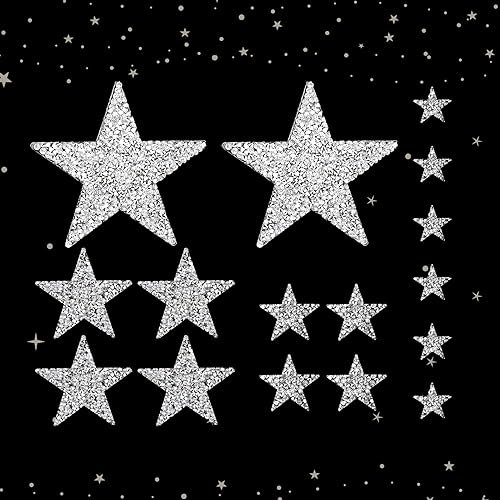 16 Stück Stern Aufbügelbilder Aufkleber Bügelbild Applikation Stern Aufbügelbilder Aufkleber Strass Applikation Zum Aufbügeln Bügelbilder Glitzer Patches Aufnäher Strass Aufnäher Für DIY Rucksack Hut
