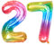Ponmoo 40 Zoll Foil Luftballon Zahlen 27/72 Neon Regenbogen (101cm), Helium oder Luft, Riesige Folienballons Nummer 0-100, Große Ballons für Hochzeitstag und Geburtstagsparty Ballon Dekoration