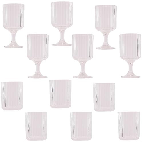 KEDEA Offerta 6 Bicchieri Acqua + 6 Calice Acqua Effetto Lucentezza, Lavabili In Lavastoviglie, Bicchieri E Calici In Pasta Colore Multicolore Charleston Colore CRISTALLO