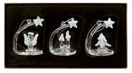 Widdle Gifts Christbaumschmuck aus Glas (3 Engel, Kerze und Baum 6077)