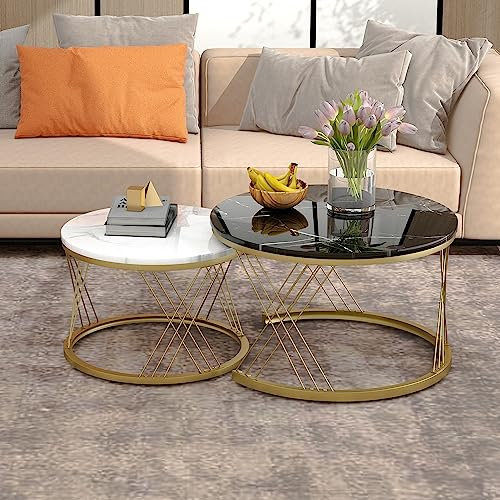 Merax Couchtisch Wohnzimmertisch Couchtisch rund Coffee Table Tisch rund Couchtisch Rund Sofatisch Rund Runder Tisch Wohnzimmer, WF300416BAA