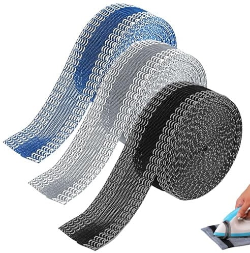 LEIBOCHAO 3 Rotoli Nastro Adesivo Termoadesivo Forte per Pantaloni Orlo Svelto, Orlo Adesivo per Tessuti, Orlo Adesivo Pantaloni(Nero, Grigio, Blu) per Jeans,Vestiti,Cravatta Gonna